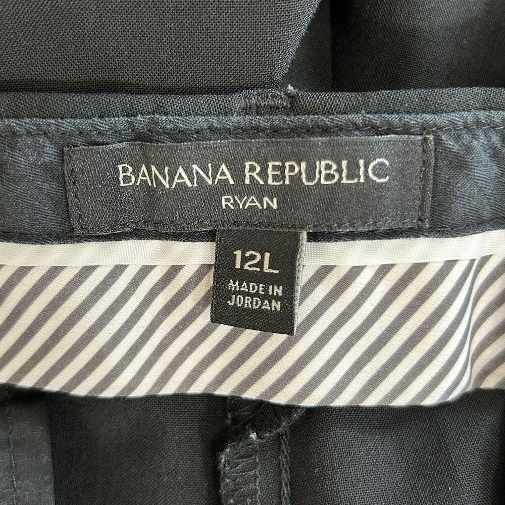 Banana Republic Ryan Fit Italian Wool Black Pants Size 12 Tall Mid Rise Straight - Picture 9 of 14